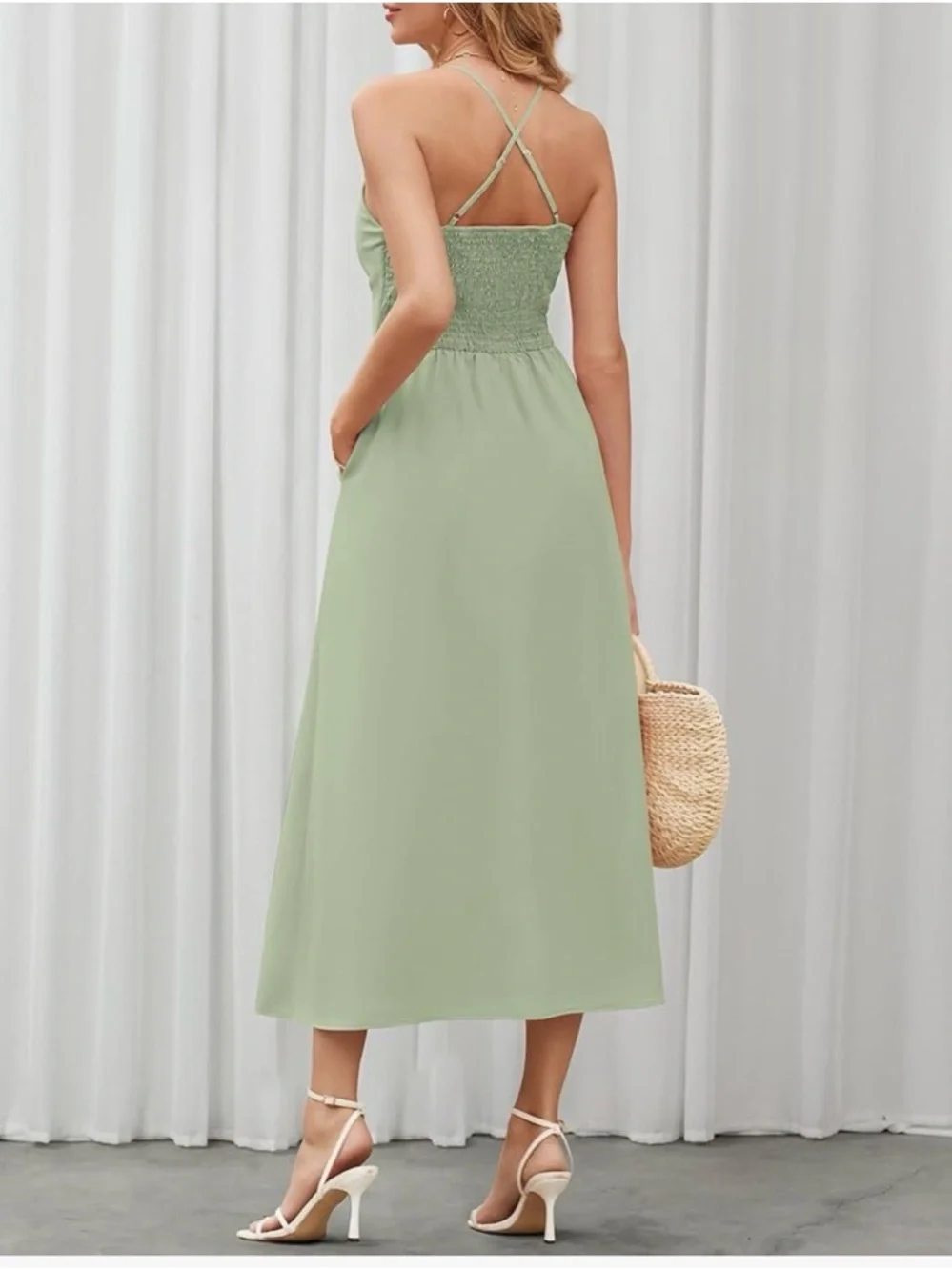 Amazon Sage Green Maxi Dress with Cutout - Picture 2 of 4